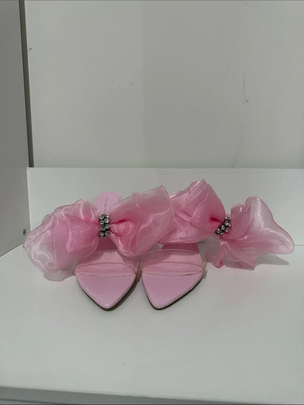 Pink Organza Floral Stiletto Mules - Picture 5 of 5